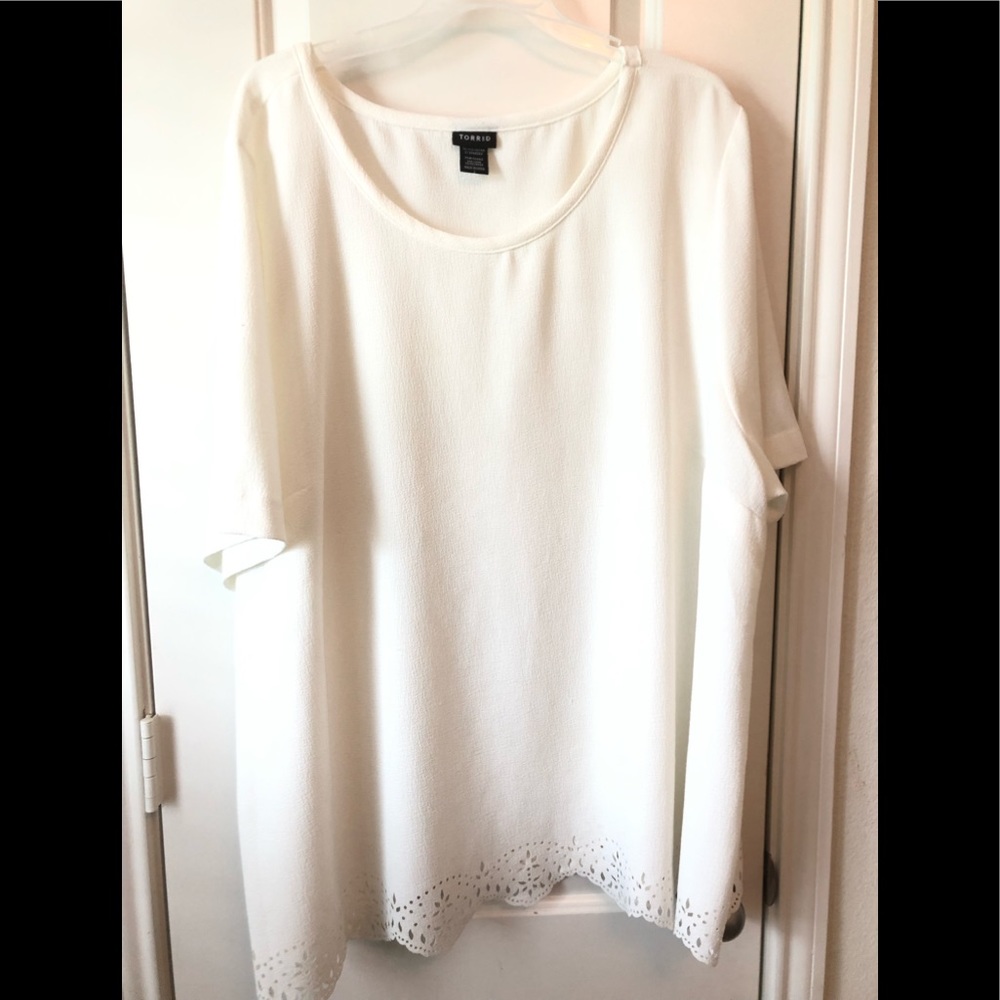 Crepe Laser cut white Blouse
